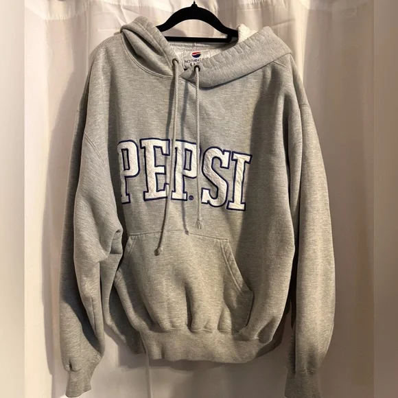 Vintage Pepsi Logo Hoodie Sweatshirt Gray XL 90s Made in El Salvador - Picture 2 of 10